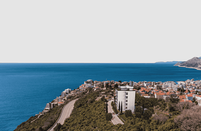 Wohnungen in einem neuen Gebäude in Dobra Voda mit Meerblick
